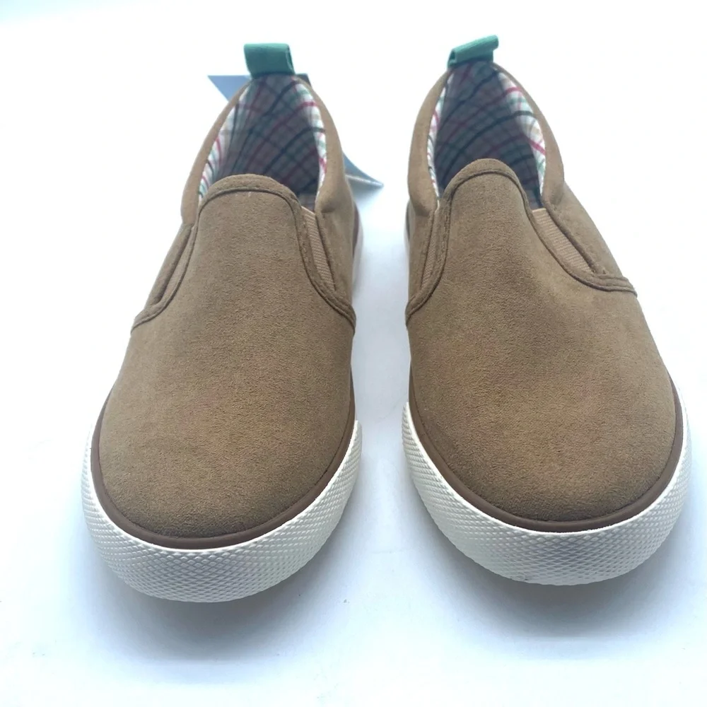 This is a pair of Cat & Jack Keagan slip-on sneakers in a brown